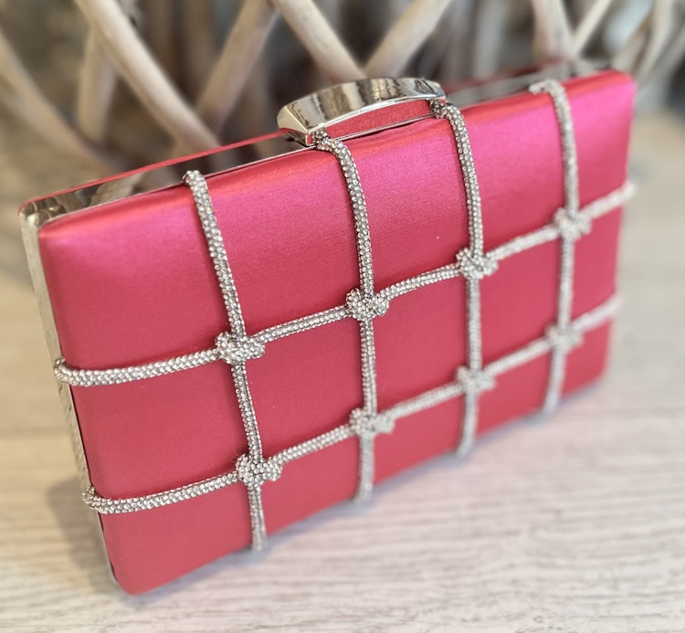 Väska strass cerise