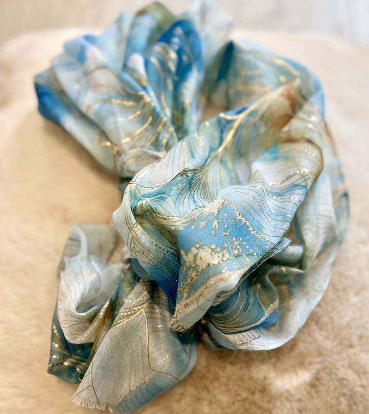 Scarf flower turkosblå