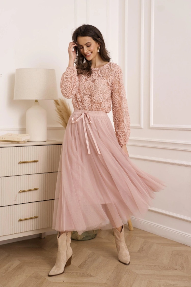 Rosette blouse pink