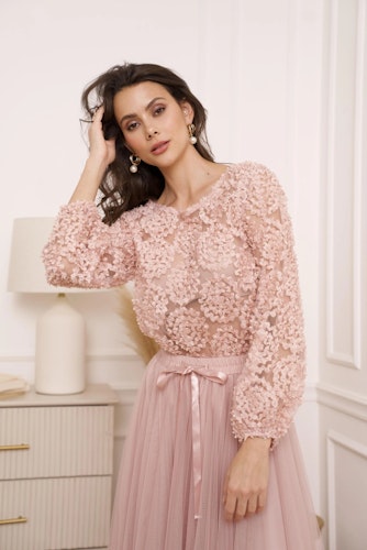 Rosette blouse pink