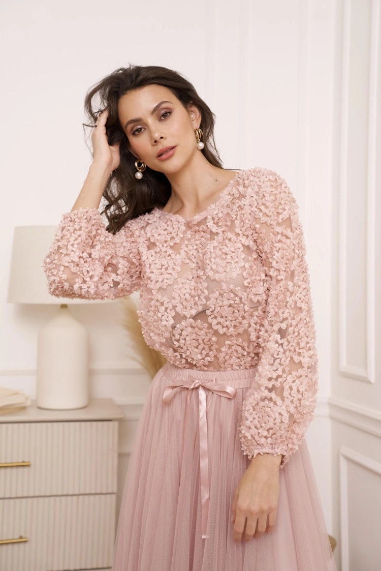 Rosette blouse pink