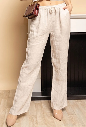 Linnebyxor beige