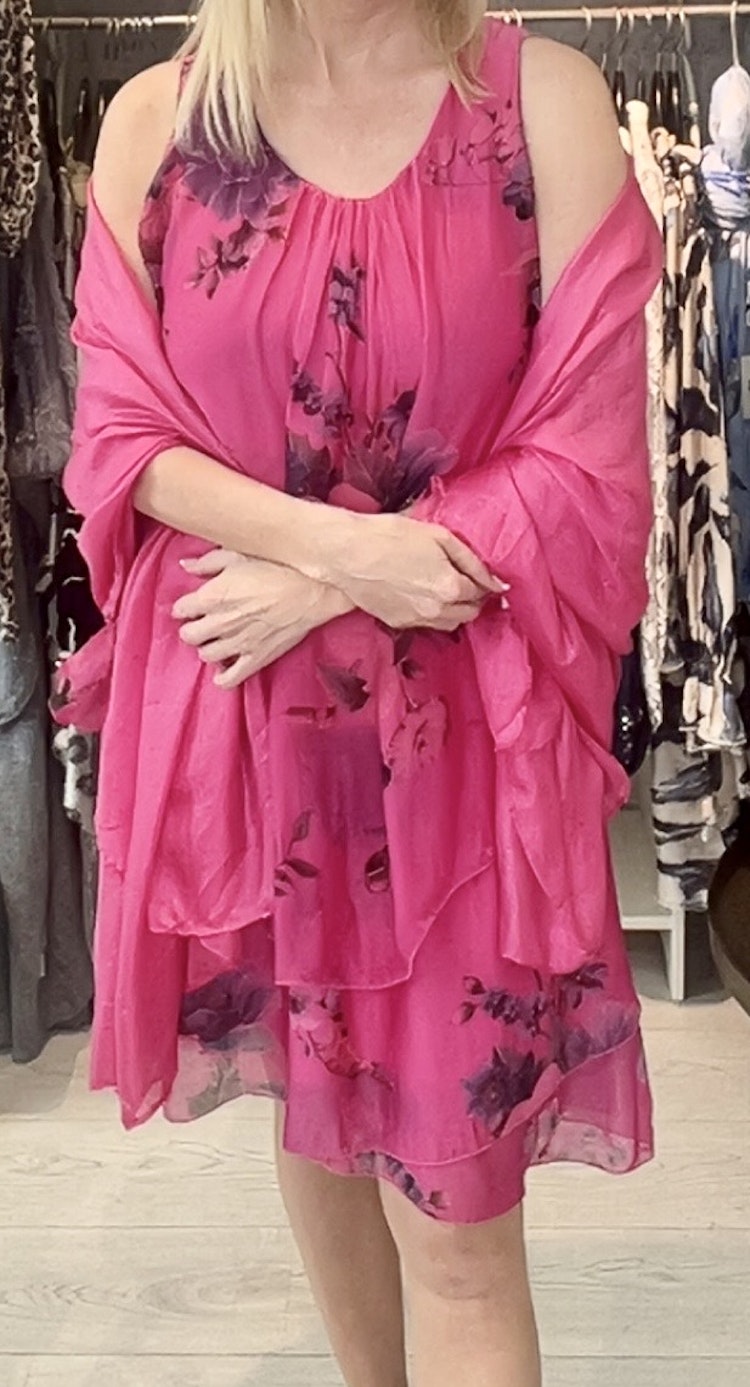 Silkesklänning Smilla Cerise