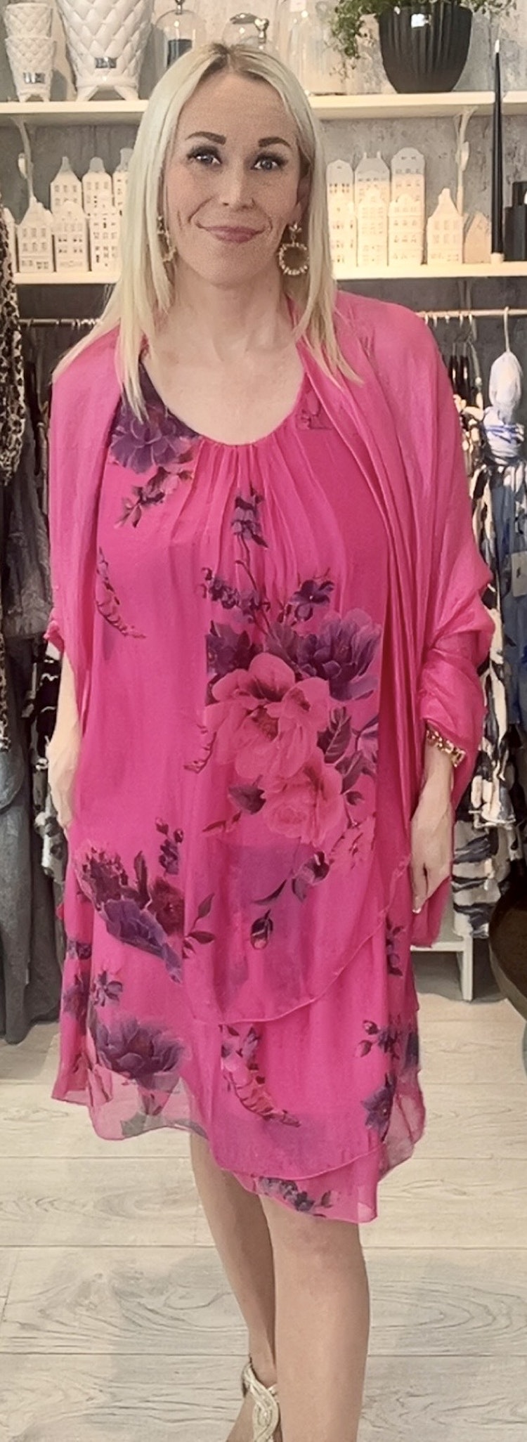 Silkesklänning Smilla Cerise