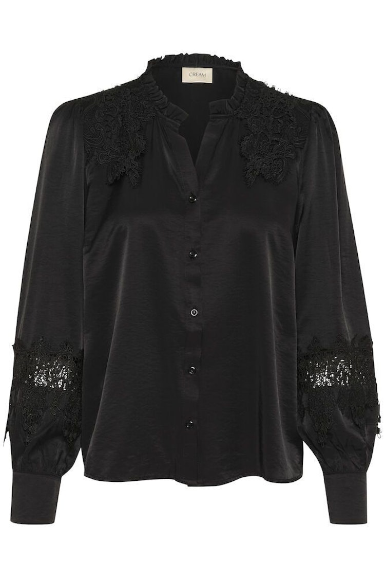 Cream Luna Lace shirt pitch black