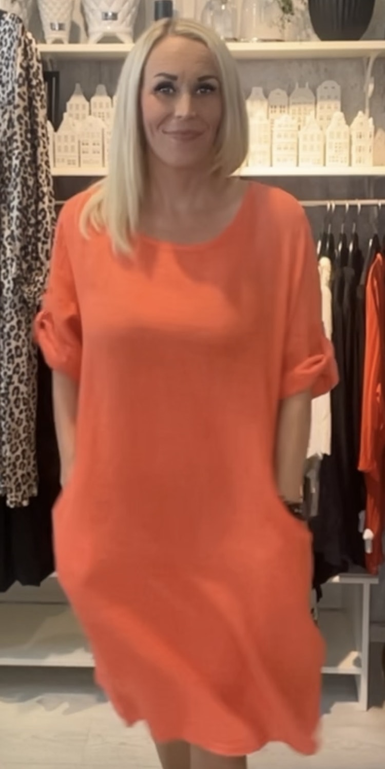 Linneklänning Korall