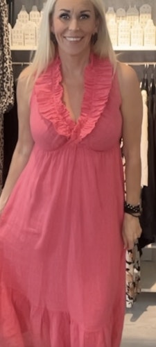 Linneklänning Zara cerise