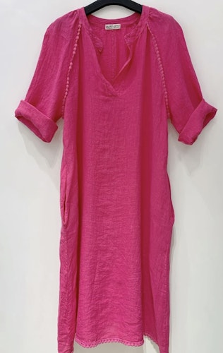 Linneklänning cerise