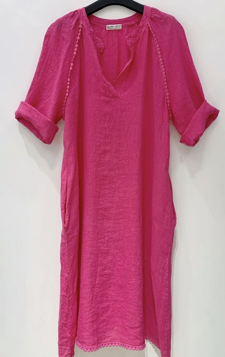 Linneklänning cerise