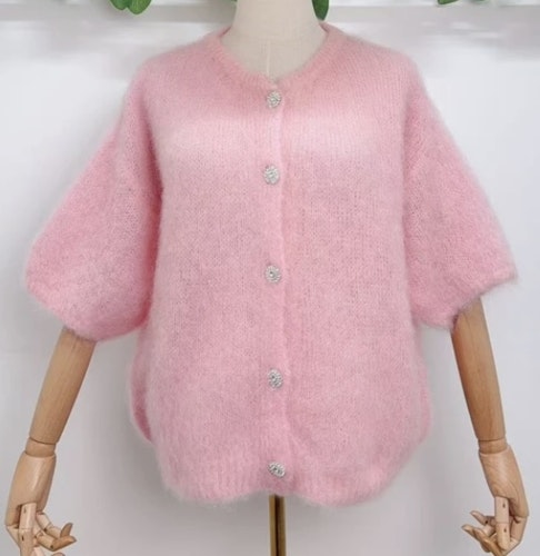 Kid mohair tröja rosa