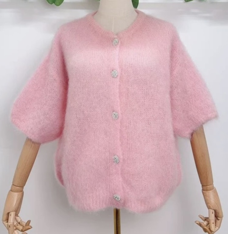 Kid mohair tröja rosa
