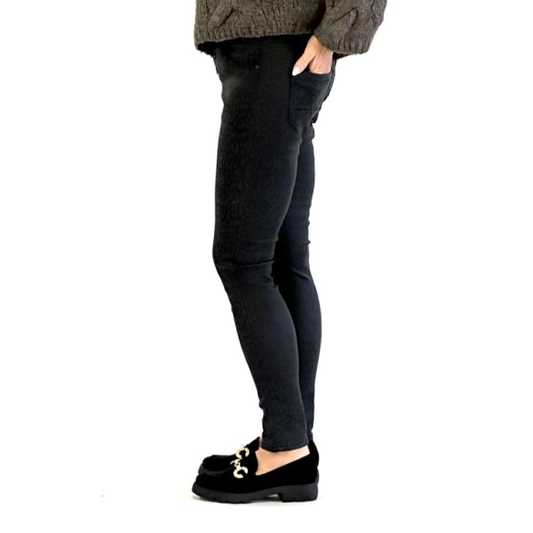 Place du jour fuskskinnbyxa svart leopard