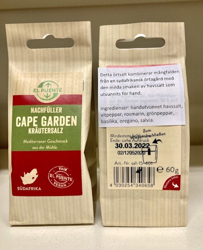 'Cape Garden', refill, afrikanskt örtsalt, 60 g, Sydafrika.