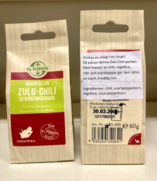 'Zulu-Chili', refill, eldigt het örtblandning, 60 g, Sydafrika.