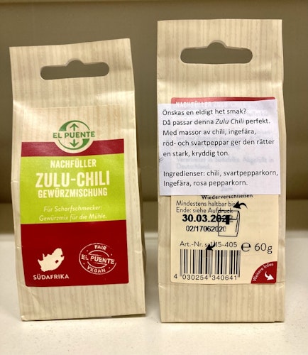 'Zulu-Chili', refill, eldigt het örtblandning, 60 g, Sydafrika.