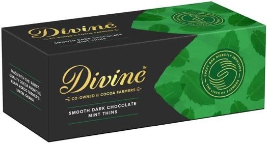Divine mörka chokladrutor med mintfyllning, 65% kakao, 200 g, VEGANSK, Ghana