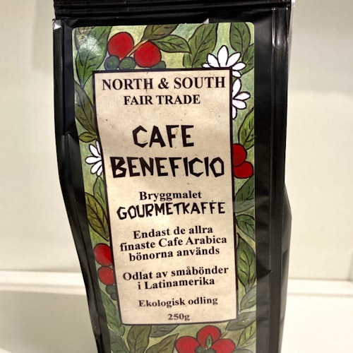Cafe Beneficio, bryggmalet gourmetkaffe, ekologiskt, 250 g, Bolivia, Peru, Ecuador