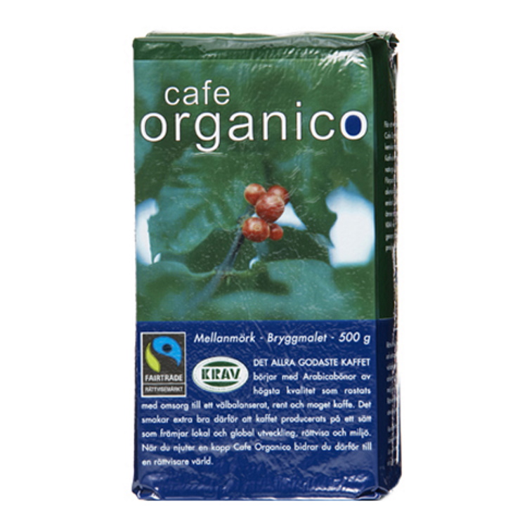 Cafe Organico, mörkrost, ekologiskt, bryggmalet, 500 g, Mexico+Peru
