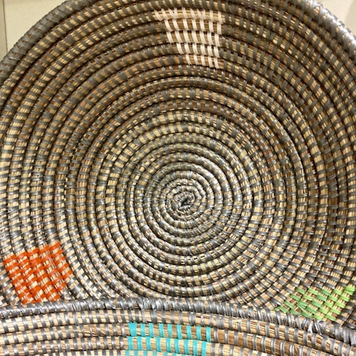 Korg, säv, grå/grön/orange/ ø 30 cm, Senegal
