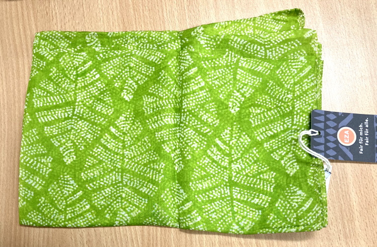 Loopsjal 'Blad', kiwifärgad, 100% silke, 140x50 cm, Indien