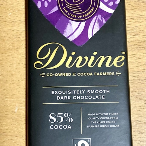 Divine mörk choklad 85%, 90 g, VEGANSK, Ghana