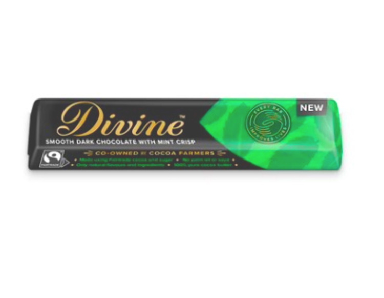 Divine mörk choklad 'Mint crisp' 70%, 35 g, Ghana