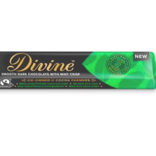 Divine mörk choklad 'Mint crisp' 70%, 35 g, Ghana