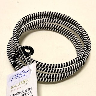 Armband av telefontråd, svartvit/5-radig, nickelfri, justerbar, Sydafrika
