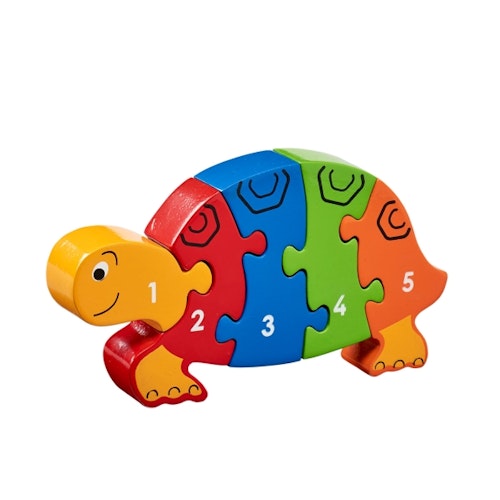 Pussel Sköldpadda 1-5 tillverkad av gummiträ från Sri Lanka, från 10 mån.