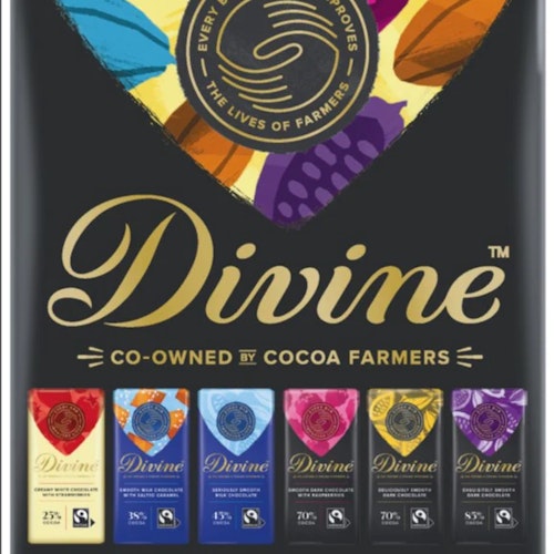 Divine Choklad Present, 6 smaker/provsmakningsset, 12 bitar à 15 g, Ghana