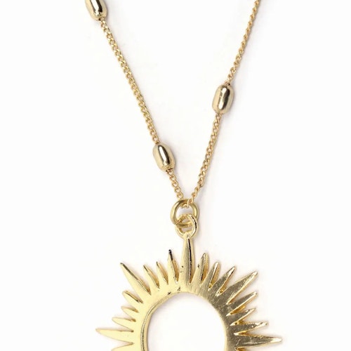 Halsband "Sunny" mässing, guldfinish L 60 cm + förlängning, hänge L 4 cm/Indien