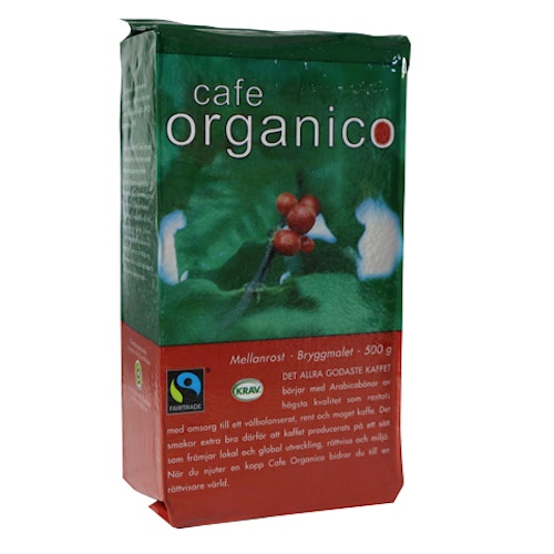 Cafe Organico, mellanrost, ekologiskt och fairtrade, bryggmalet, 500 g, Mexico/Peru