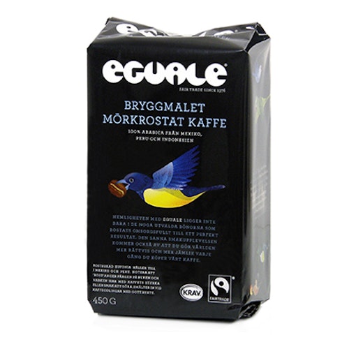 Bryggmalet mörkrostat kaffe Eguale 450g, Mexico/Peru/Indonesien, kravmärkt och fairtrade