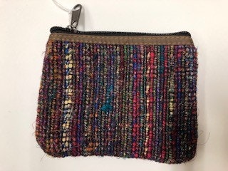 Vävd liten börs i varma färger med dragkedja, Fair Monkey, Nepal, ca.14x12 cm