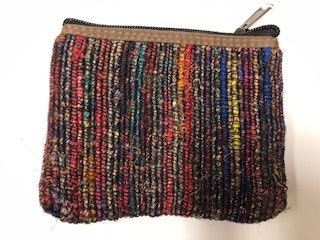 Vävd liten börs i varma färger med dragkedja, Fair Monkey, Nepal, ca.14x12 cm