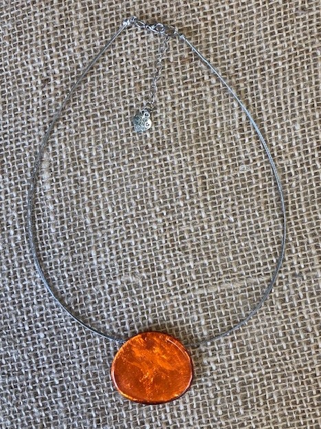 Snäckskalshalsband D 4 cm, skimrande orange/Filippinerna
