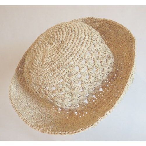 Hatt, Chapeau crochet, virkad av raffiapalmblad, naturvit,  Madagaskar