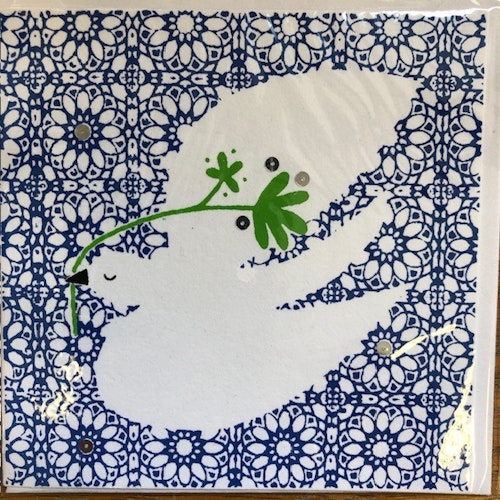Kort med duva, serigrafi tryck, handgjort av bomullsåterbruk/Bangladesh