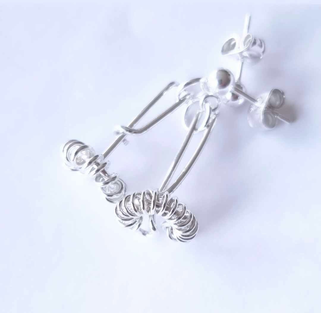 Small silver whisk earring