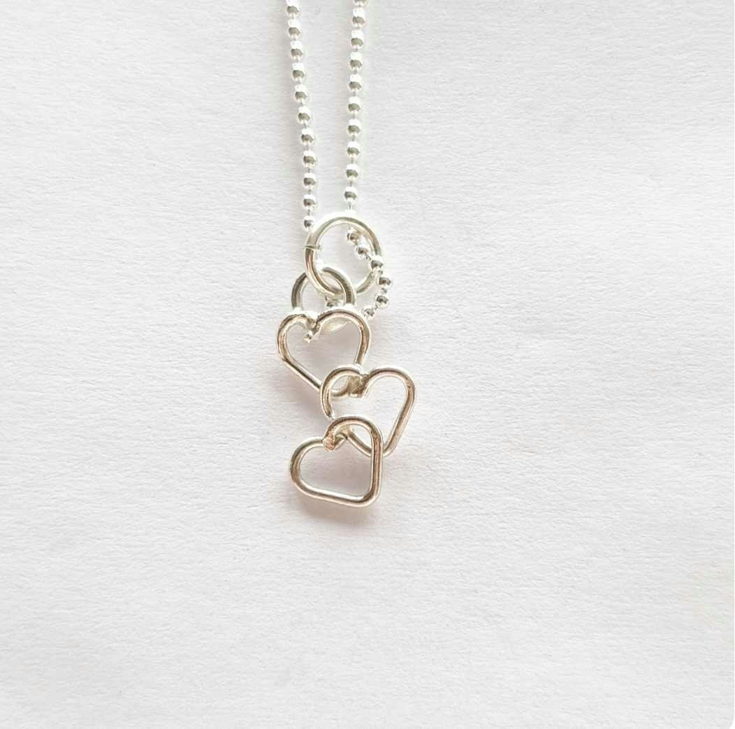 Triss in little hearts necklace in genuine silver, handmade