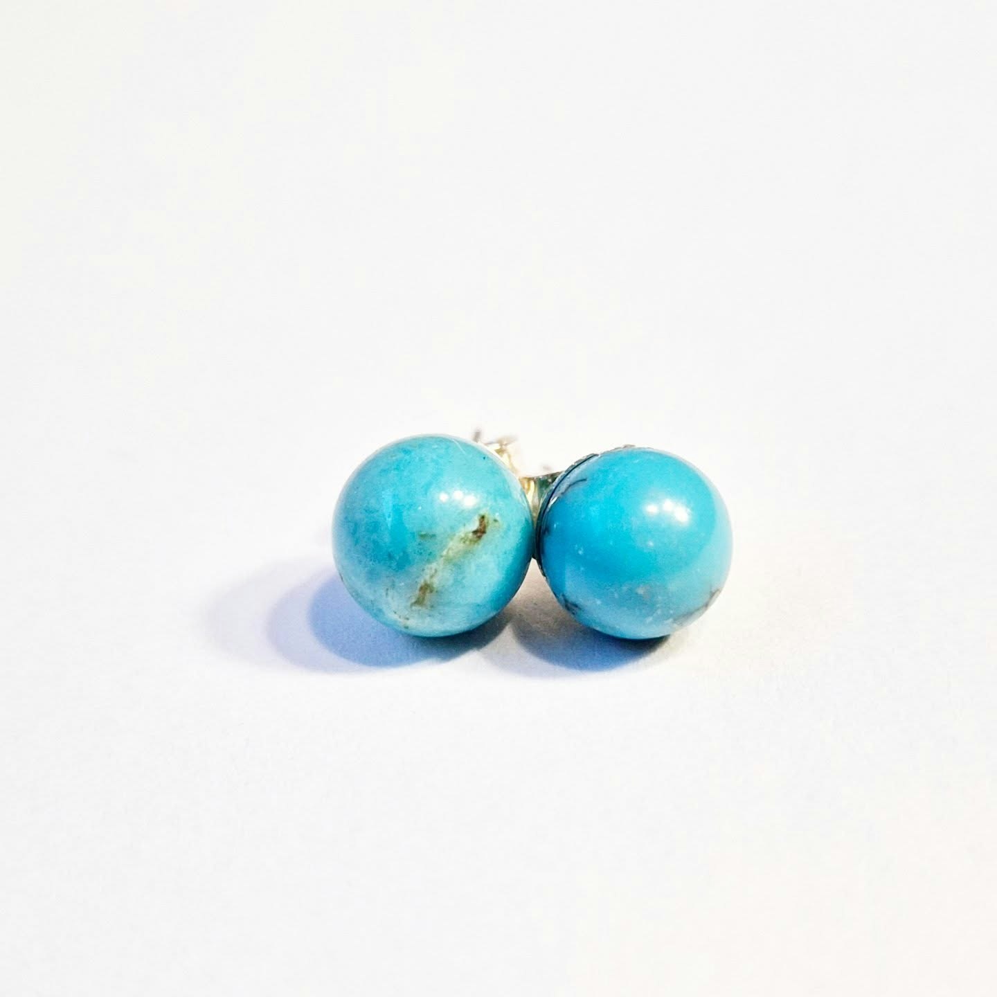Earrings with genuine turquoise 8 mm studs in sterling silver