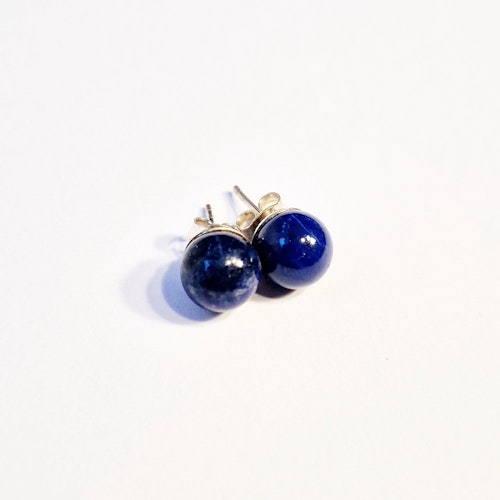 Earrings with blue lapis lazuli 8 mm and silver pins