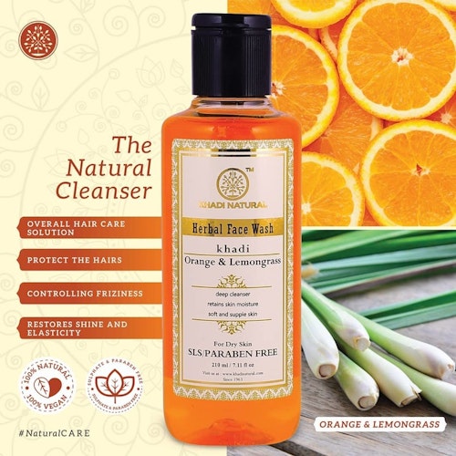Ansiktsrengöring Khadi natural herbal faceWash Orange&Lemongrass 210 ml