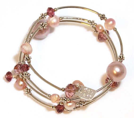 Smycken Wire armband pärlemor/rosa