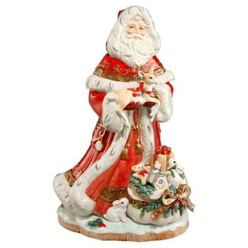 Santa with Gift Bag in Front, Red