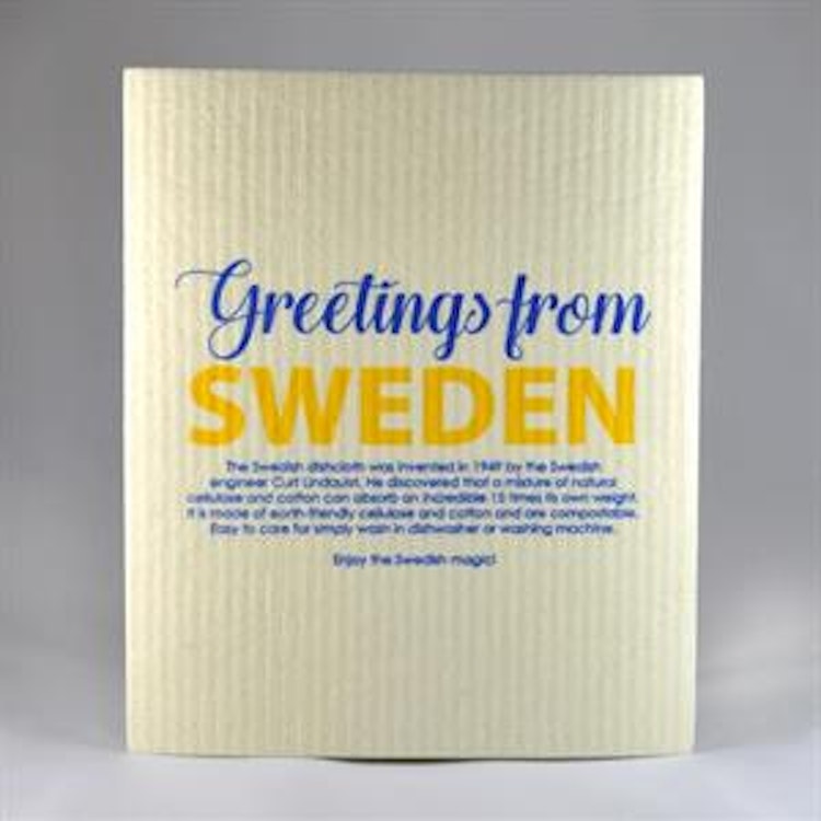 Disktrasa, Greetings from Sweden, vit/blå-gul text Disktrasa
