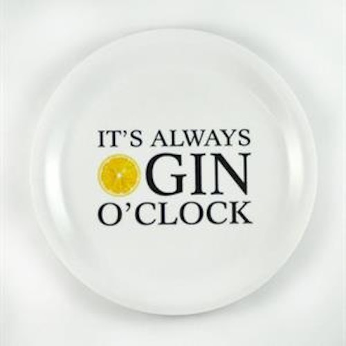 Glasunderlägg kant, Gin o'clock, vit/svart-gul