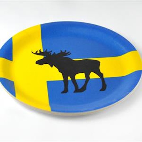Glasunderlägg kant, Älg, svenska flaggan