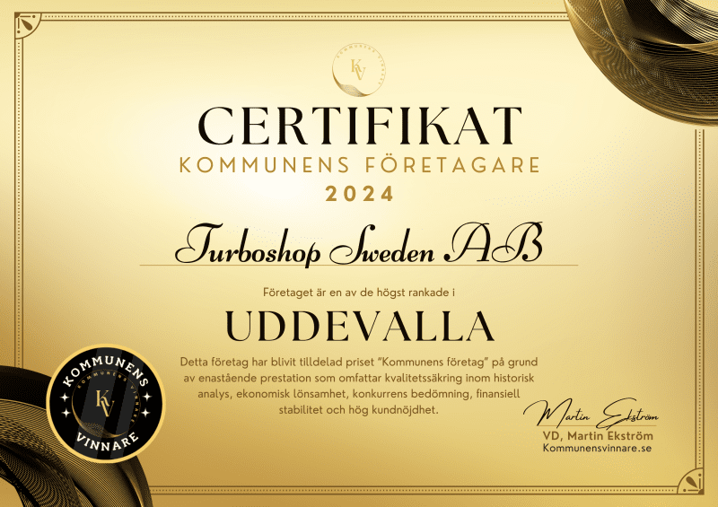 Vinnare utav kommunens företag 2024 - Turboshop Sweden AB
