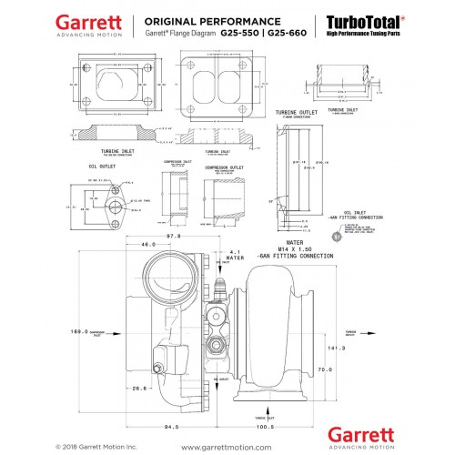 Garrett G25-550 Turbocharger 0.72 A/R WG 877895-5003S 300-550 HK